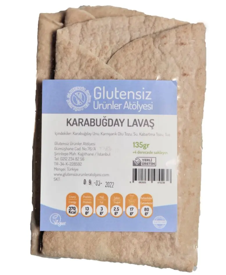 Glutensiz Ürünler Atölyesi - GUA Karabuğday Lavaş (2 adet)